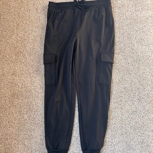 Rachel Zoe Women Elastic Waistband Mid-Rise Stretch Cargo Jogger SZ M Black